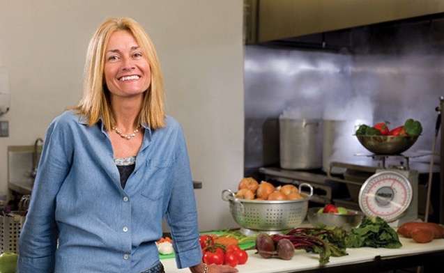 Sue with fresh vegetables